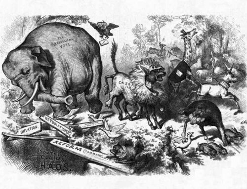 Nast Cartoon Debuts the Republican Elephant, 1874